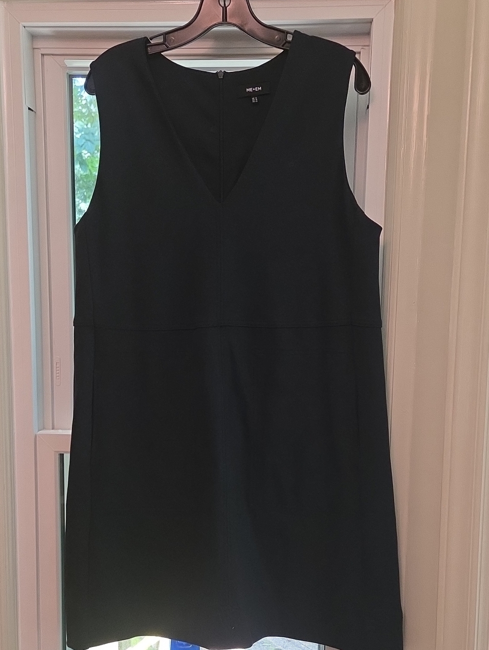 Me+ EM Pocket Shift Dress Black V Neck Wear With Or Without Shirt 10